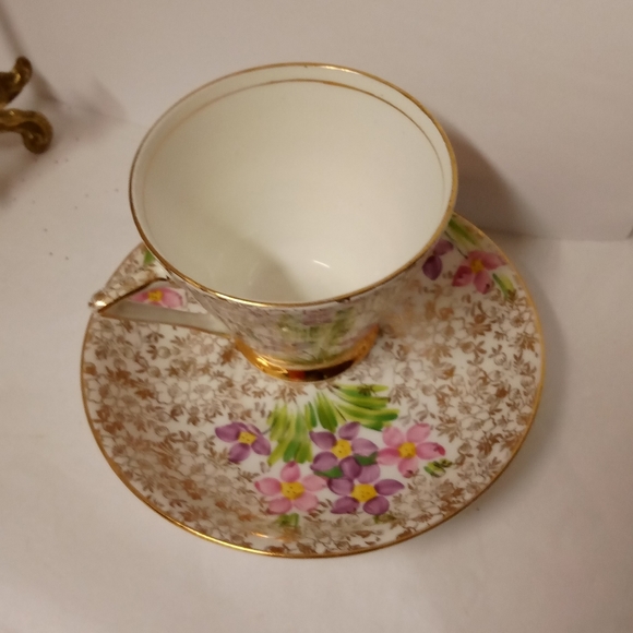 Phoenix Bone China Cup & Saucer Floral Pink Gold ENGLAND Replacements - Picture 5 of 6